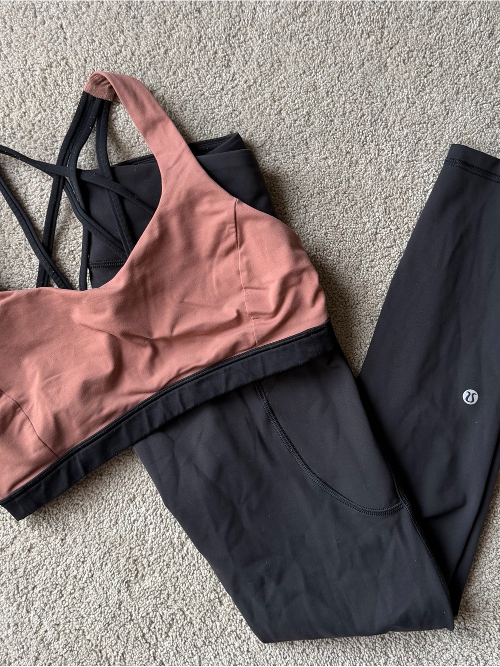 lululemon athletica Dusty Rose and Black Strappy Sports Bra bundle 6